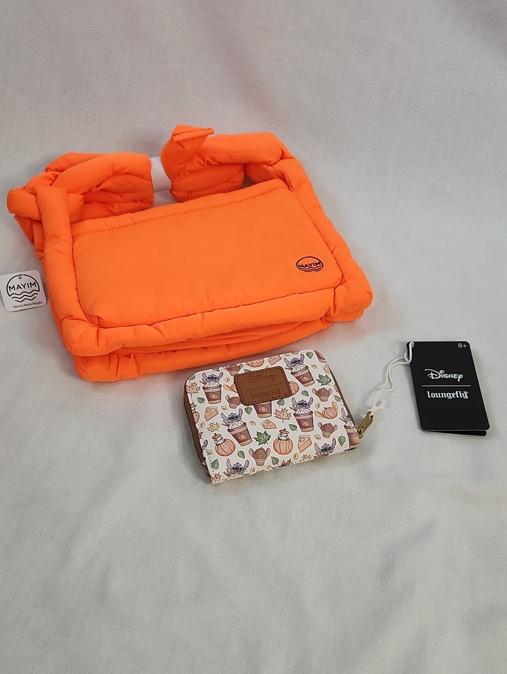 Loungefly "Stitch" Pumpkin Spice Zip Wallet w/ Puffer Crossbody Bag